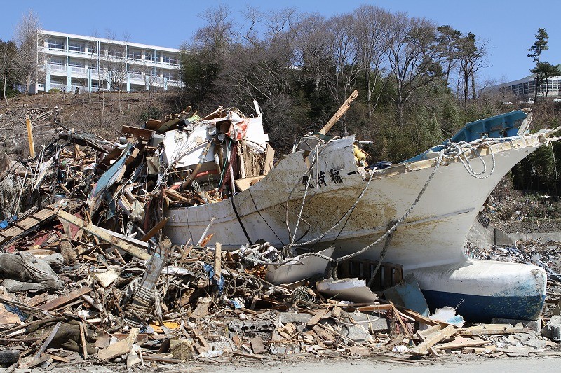 震災直後の女川町の様子